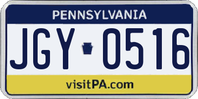 PA license plate JGY0516