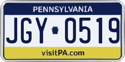 PA license plate JGY0519