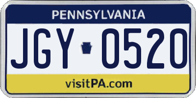 PA license plate JGY0520