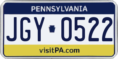 PA license plate JGY0522
