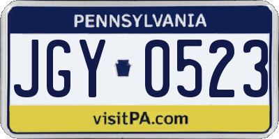 PA license plate JGY0523