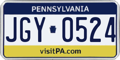 PA license plate JGY0524