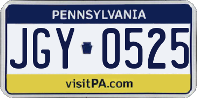 PA license plate JGY0525