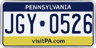 PA license plate JGY0526