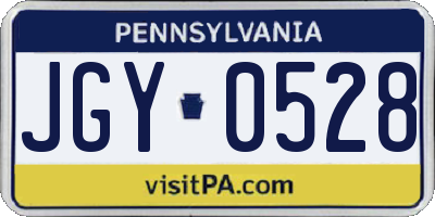 PA license plate JGY0528
