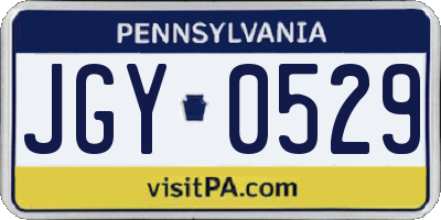 PA license plate JGY0529