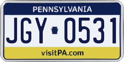 PA license plate JGY0531
