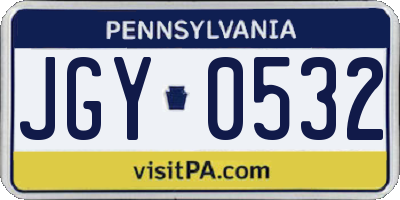 PA license plate JGY0532