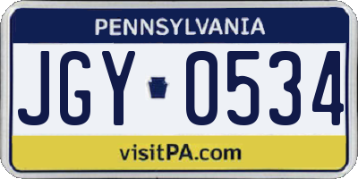 PA license plate JGY0534