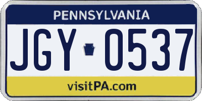 PA license plate JGY0537