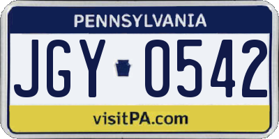 PA license plate JGY0542