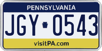 PA license plate JGY0543