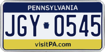 PA license plate JGY0545