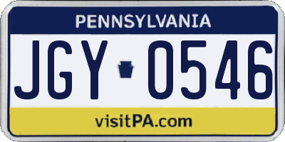 PA license plate JGY0546