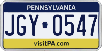 PA license plate JGY0547