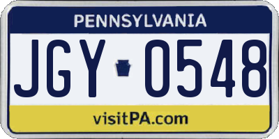 PA license plate JGY0548