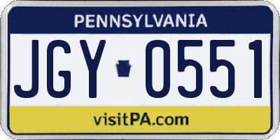 PA license plate JGY0551