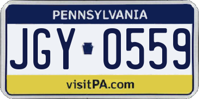 PA license plate JGY0559