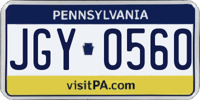 PA license plate JGY0560