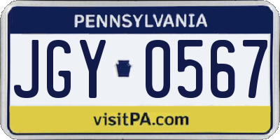 PA license plate JGY0567