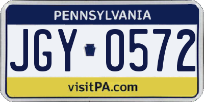 PA license plate JGY0572