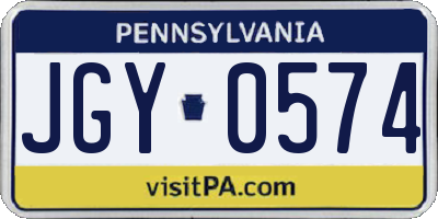 PA license plate JGY0574