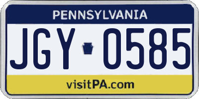 PA license plate JGY0585
