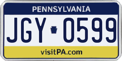 PA license plate JGY0599