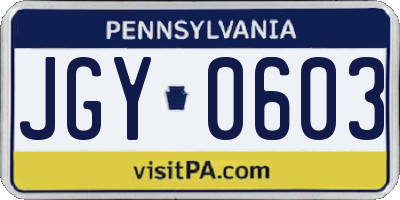 PA license plate JGY0603