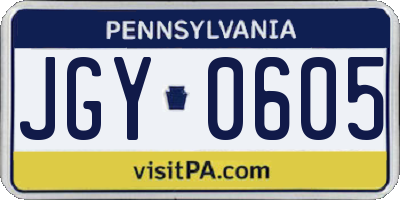 PA license plate JGY0605