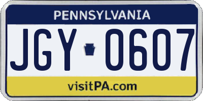 PA license plate JGY0607