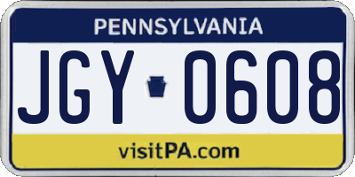 PA license plate JGY0608