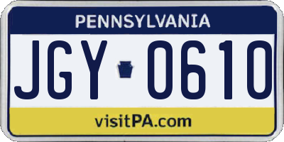 PA license plate JGY0610