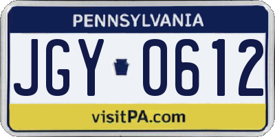 PA license plate JGY0612