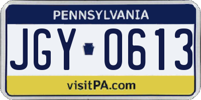 PA license plate JGY0613