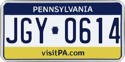 PA license plate JGY0614