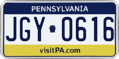PA license plate JGY0616