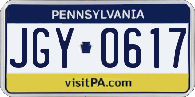 PA license plate JGY0617