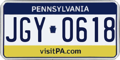 PA license plate JGY0618