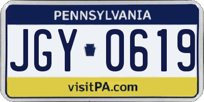 PA license plate JGY0619