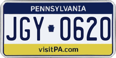 PA license plate JGY0620