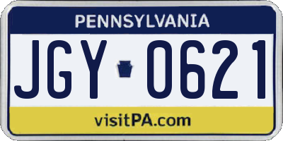 PA license plate JGY0621