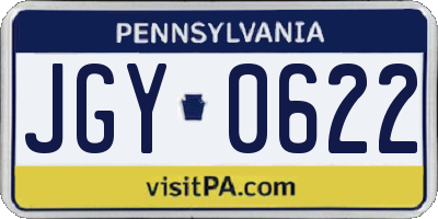 PA license plate JGY0622