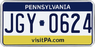 PA license plate JGY0624