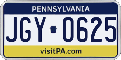 PA license plate JGY0625