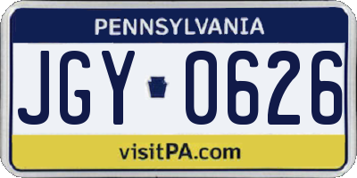 PA license plate JGY0626