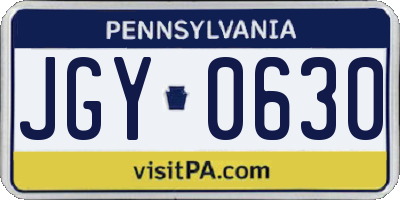 PA license plate JGY0630