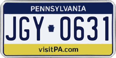 PA license plate JGY0631