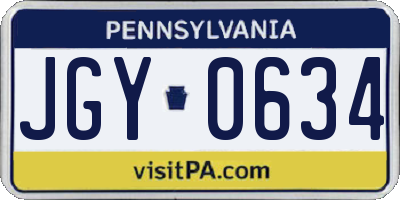 PA license plate JGY0634
