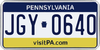 PA license plate JGY0640